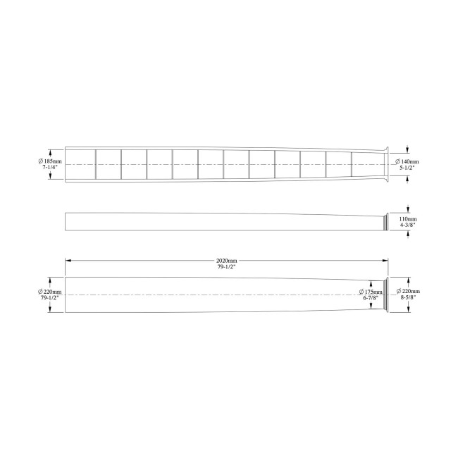 Semicolonna piatta senza scanalature K1101