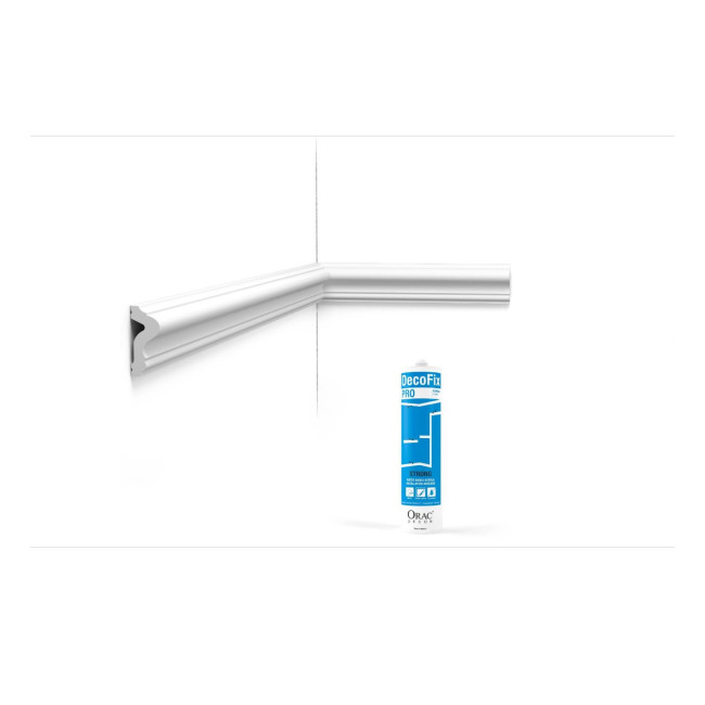 Perfíl con curvas suaves - ORAC DECOR - L200 x A6 x A2,6 cm - Pack 10ml P8020 + 1 cola FDP500 Perfíl con curvas suaves - ORAC DECOR - L200 x A6 x A2,6 cm - Pack 10ml P8020 + 1 cola FDP500 (1)